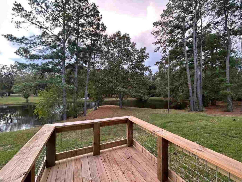 back deck with a view of the pond