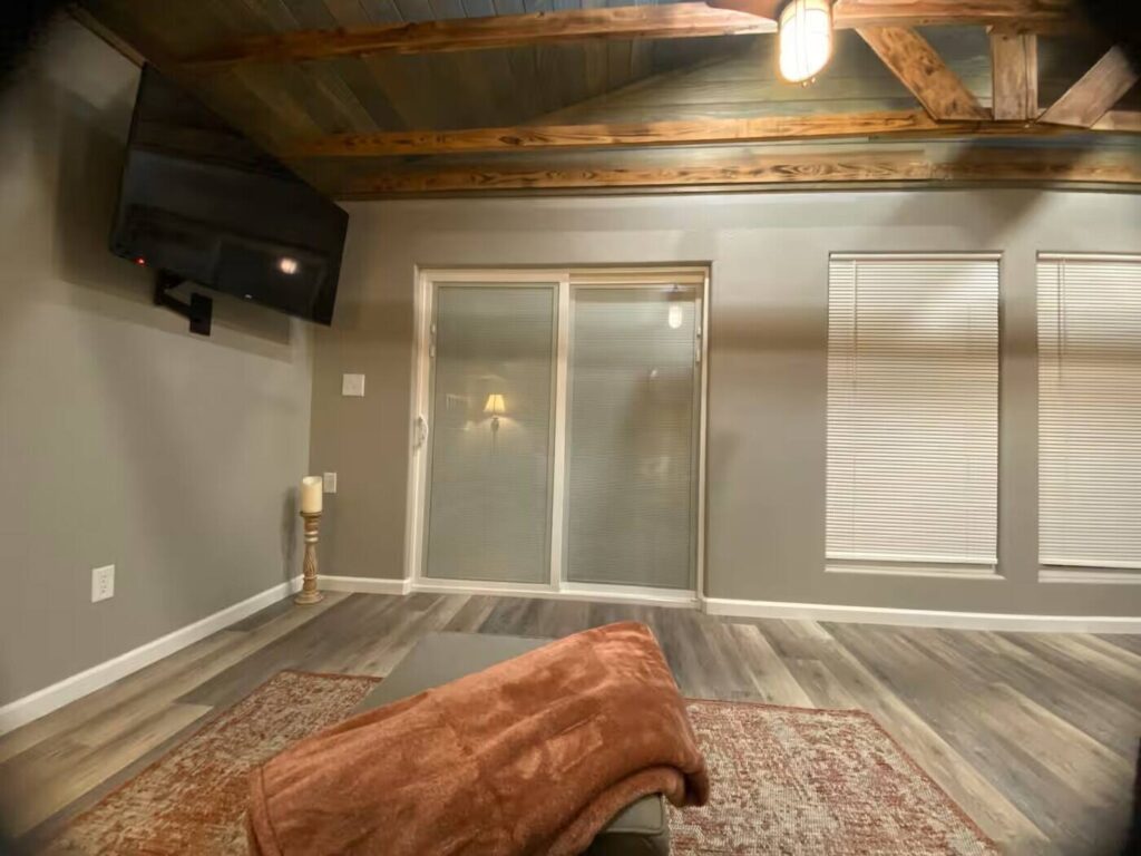 cabin living area with tv