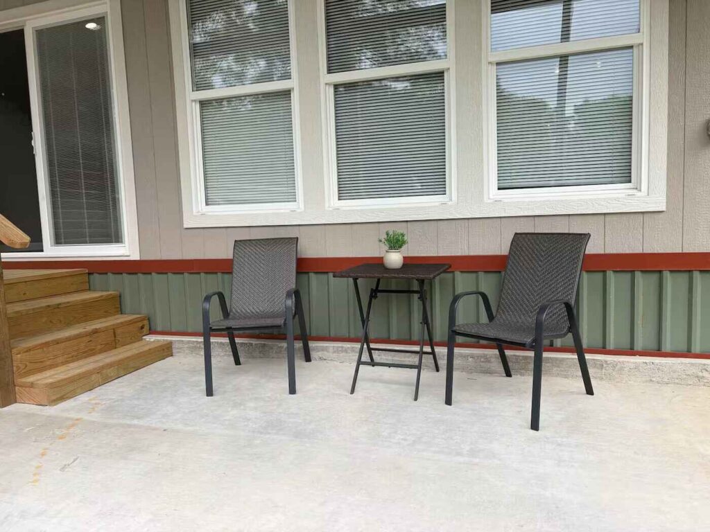sitting area on the back porch